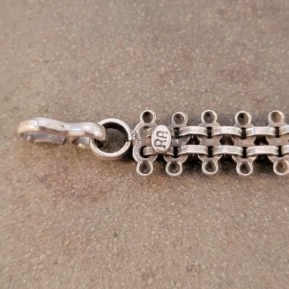 Vintage 900 Silver Artisan Ornate Beaded Rashod Arts Bracelet